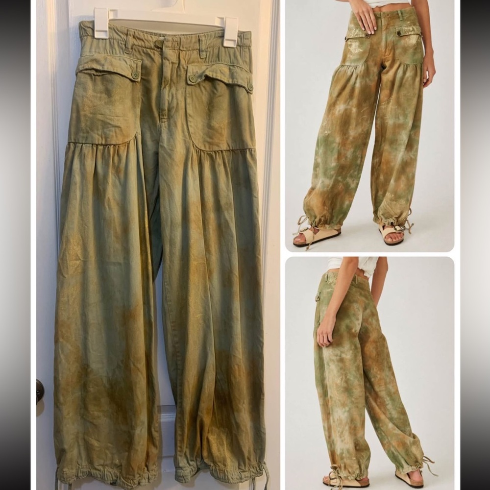 They run small. Free People cargos. flattering! Size 27, but fit more like a 25